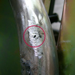 Small hole repaired on tail pipe